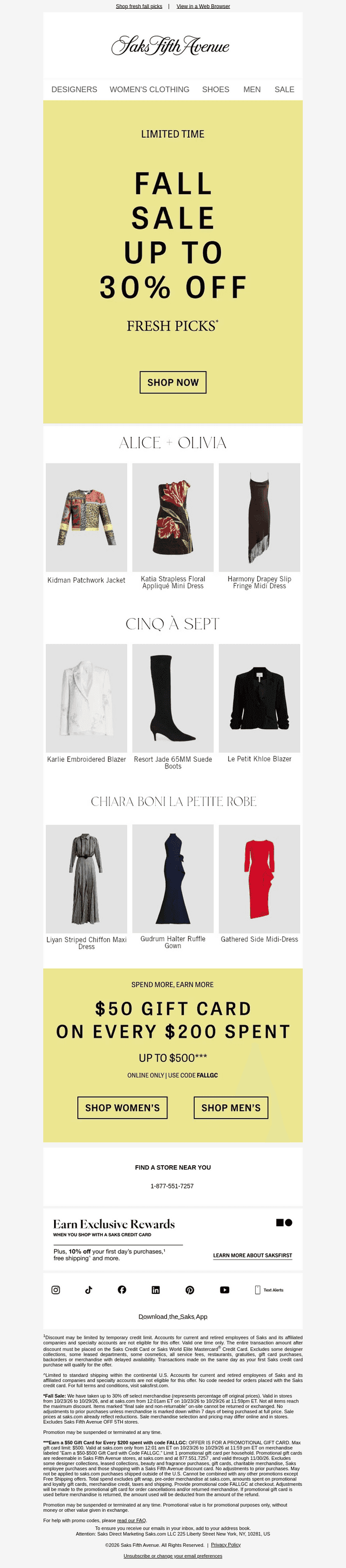 Saks email from Fri, Oct 23, 2026