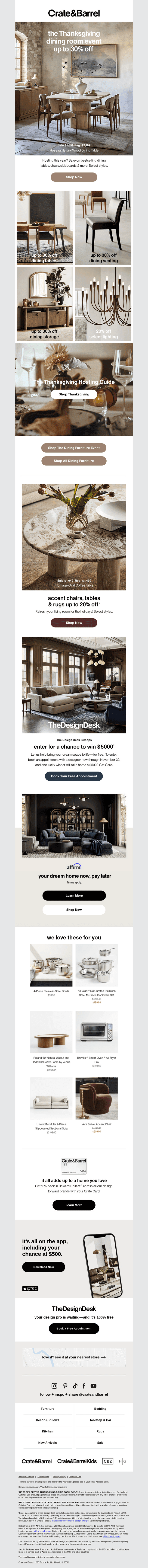 Crate and Barrel email from Fri, Oct 23, 2026