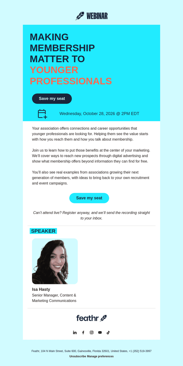 Feathr email from Fri, Oct 23, 2026