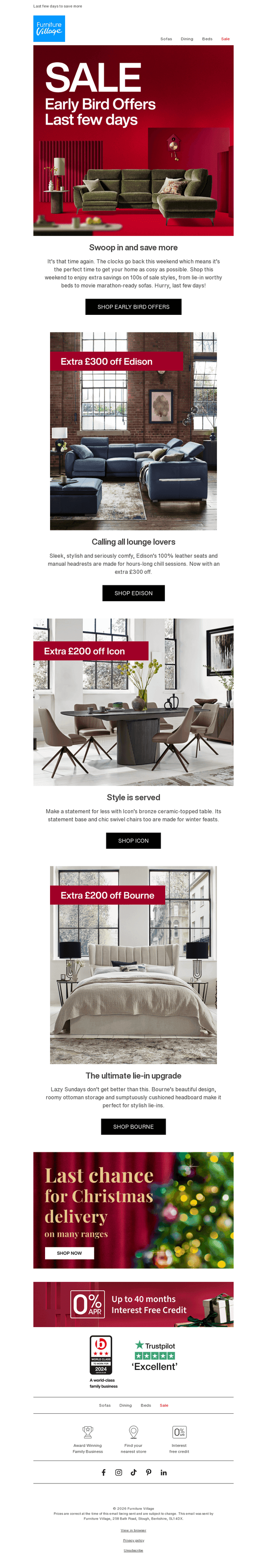 Furniture Village email from Fri, Oct 23, 2026