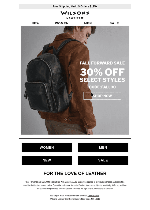 Wilsons Leather email from Fri, Oct 23, 2026