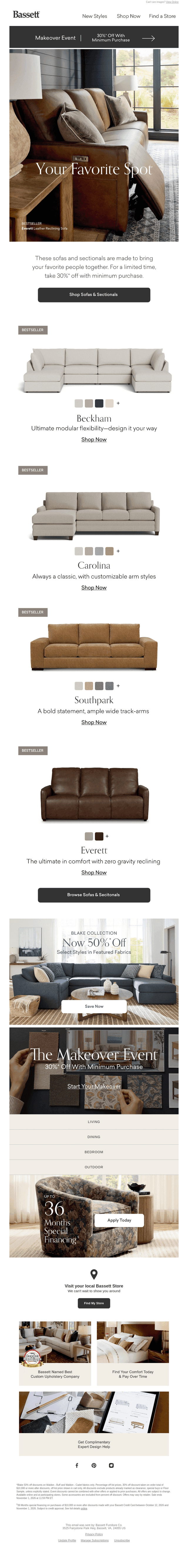 Bassett Furniture Industries email from Fri, Oct 23, 2026