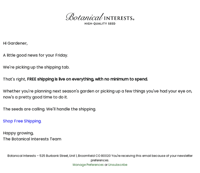 Botanical Interests email from Fri, Oct 23, 2026