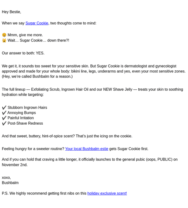 Bushbalm email from Fri, Oct 23, 2026