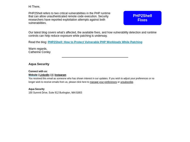 Aqua Security email from Fri, Oct 23, 2026