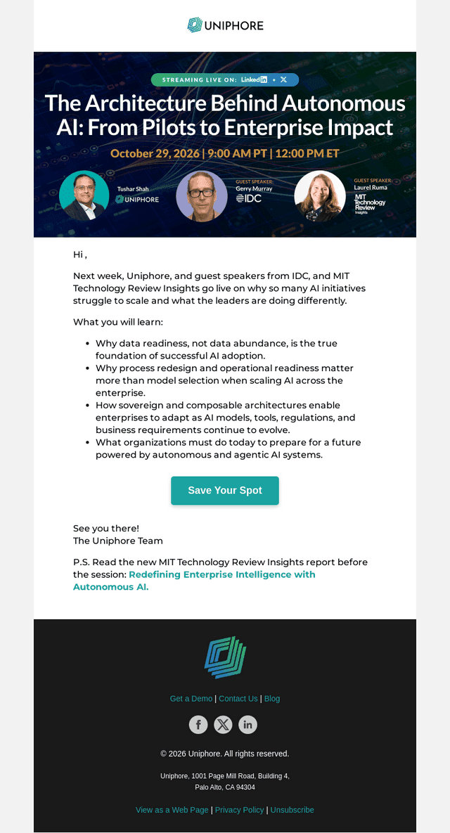 Uniphore email from Fri, Oct 23, 2026