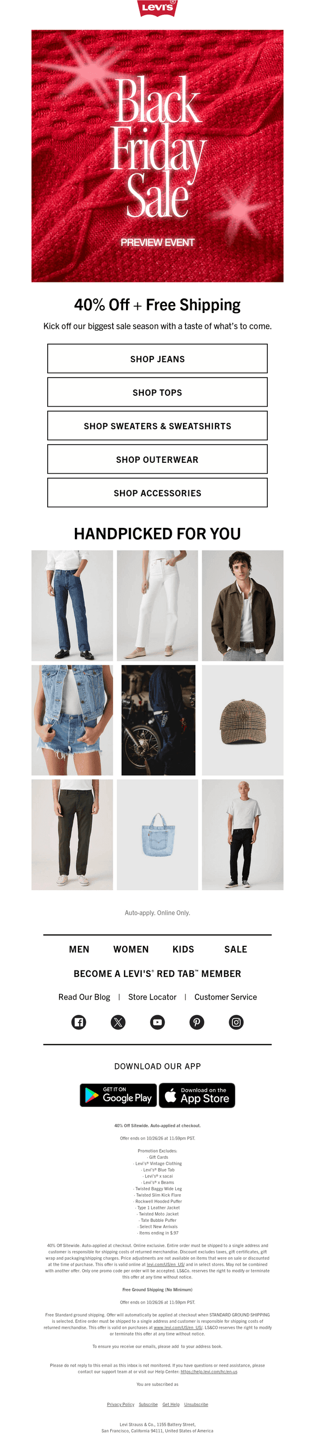 Levi's email from Fri, Oct 23, 2026