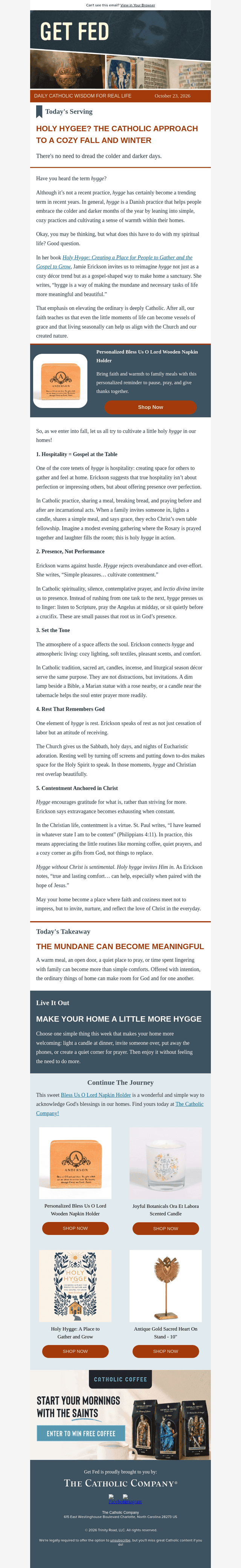 The Catholic Company email from Fri, Oct 23, 2026