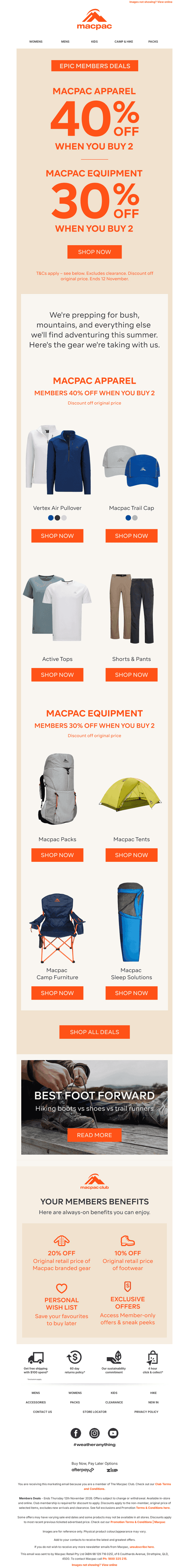 Macpac email from Fri, Oct 23, 2026
