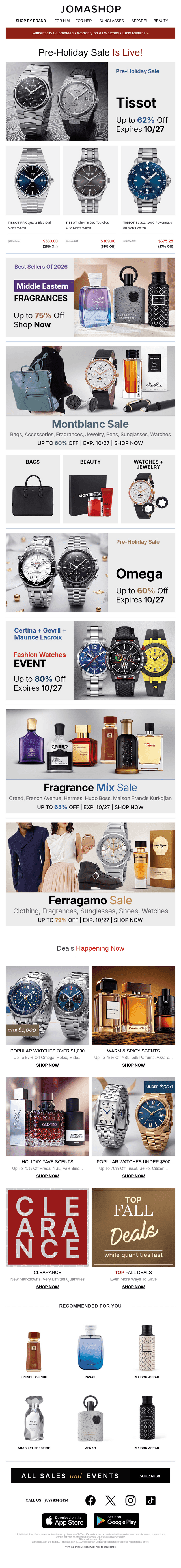 Jomashop email from Sat, Oct 24, 2026