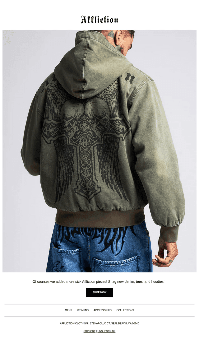 Affliction Clothing email from Sat, Oct 24, 2026