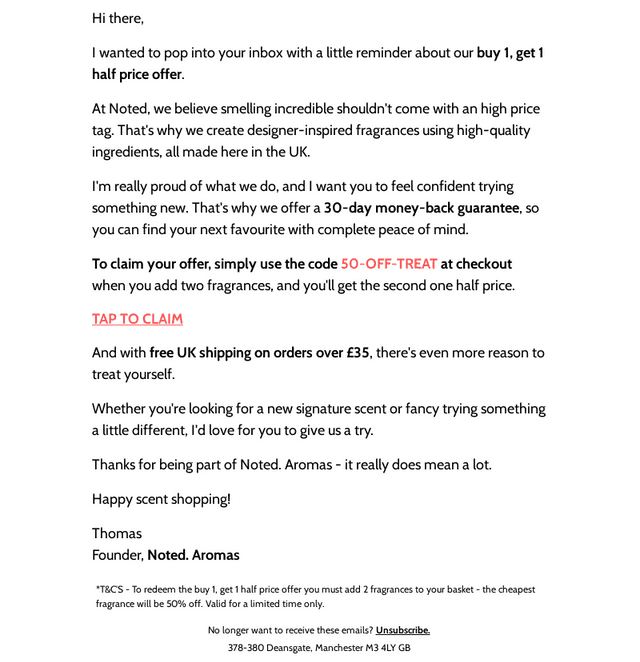 Noted Aromas email from Sat, Oct 24, 2026