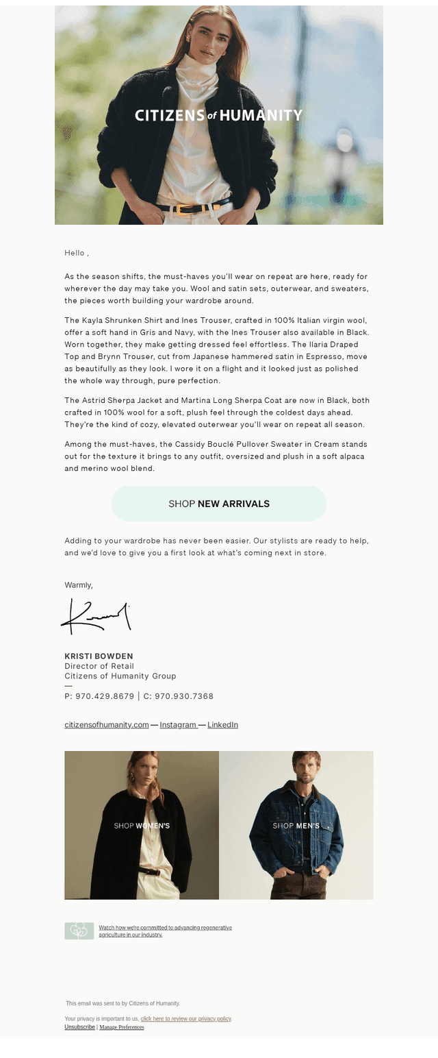 Citizens of Humanity email from Sat, Oct 24, 2026