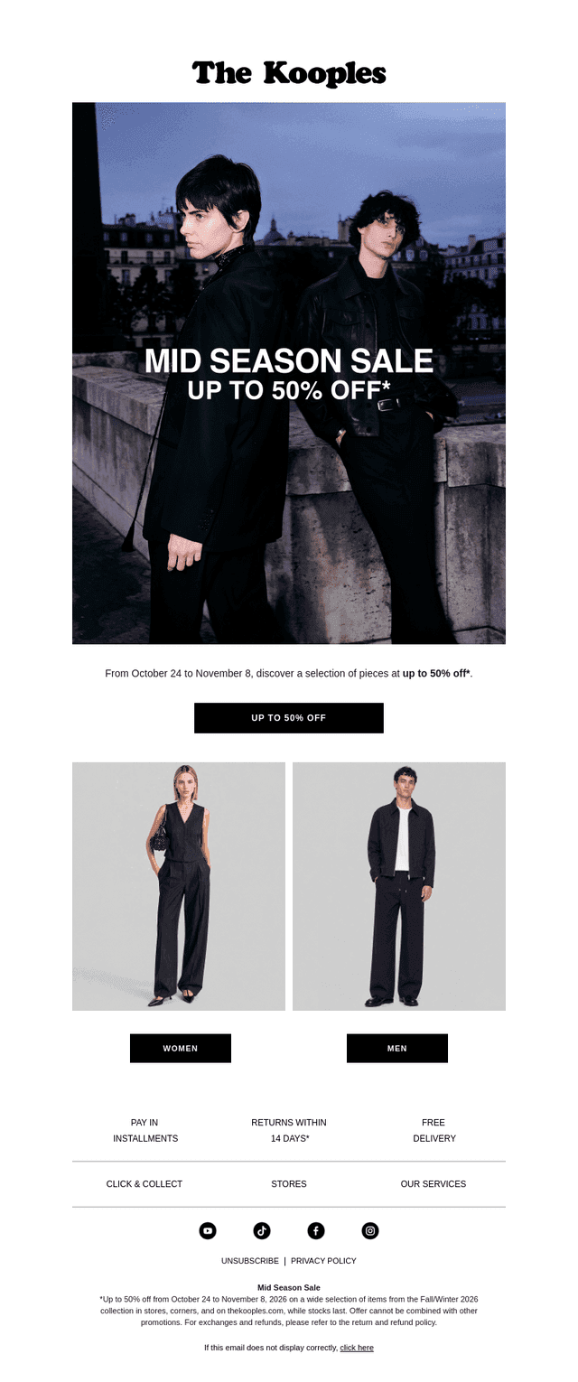 The Kooples email from Sat, Oct 24, 2026