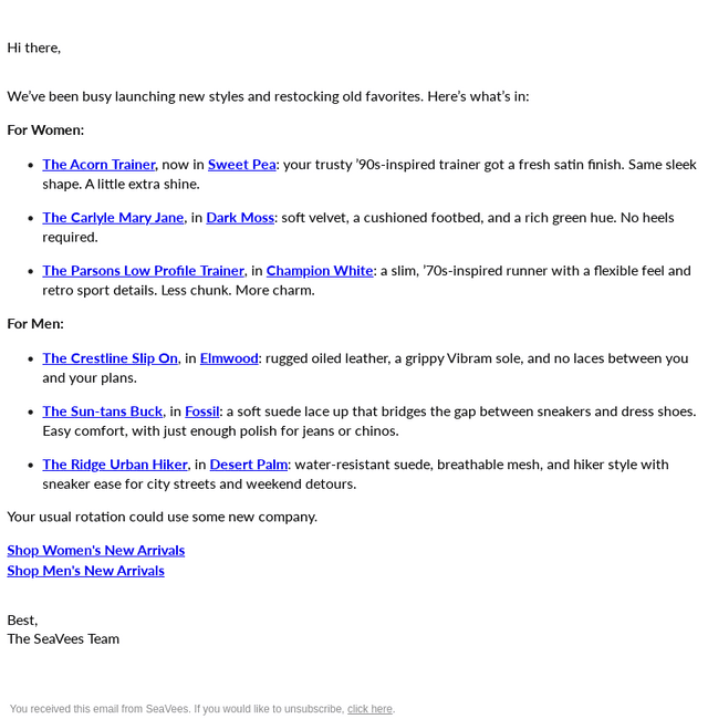 SeaVees email from Sat, Oct 24, 2026
