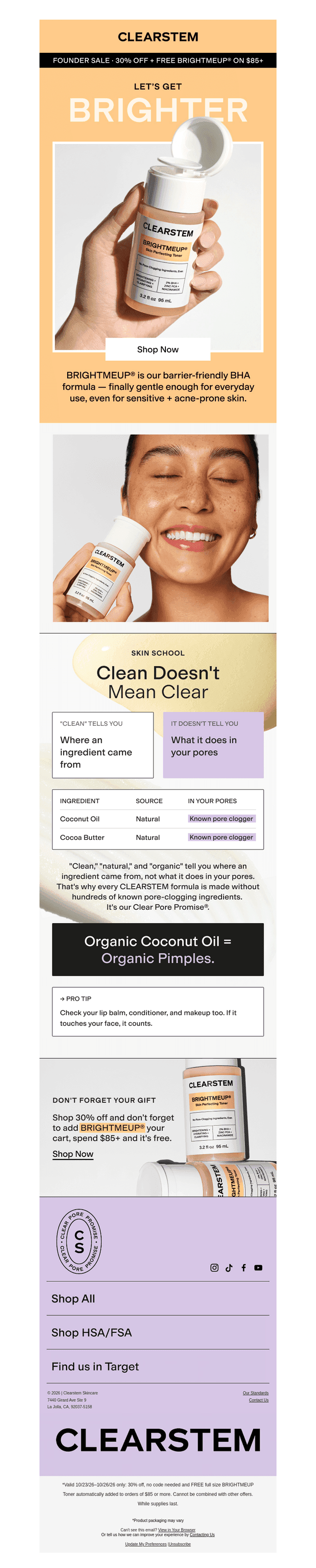 CLEARSTEM Skincare email from Sat, Oct 24, 2026