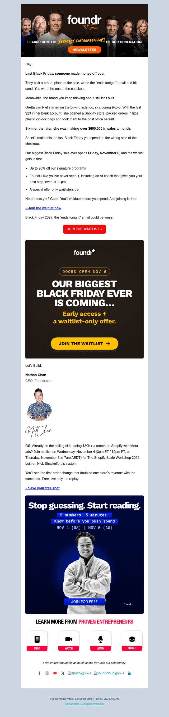 Foundr email from Sat, Oct 24, 2026