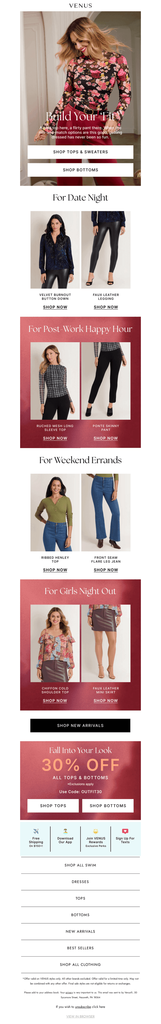 VENUS Fashion email from Sat, Oct 24, 2026