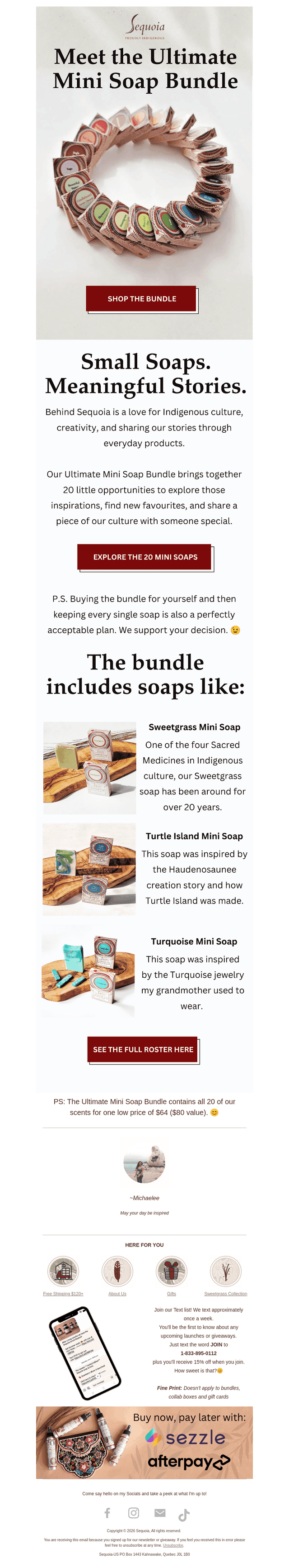 Sequoia Soaps email from Sat, Oct 24, 2026