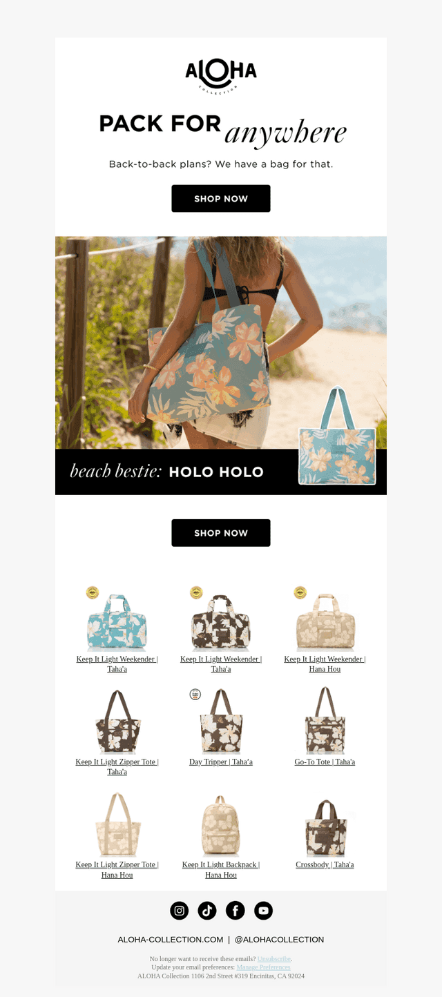 ALOHA Collection email from Sat, Oct 24, 2026