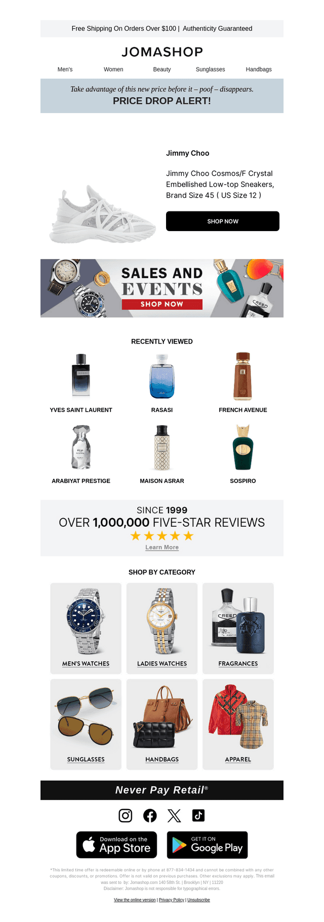 Jomashop email from Sat, Oct 24, 2026