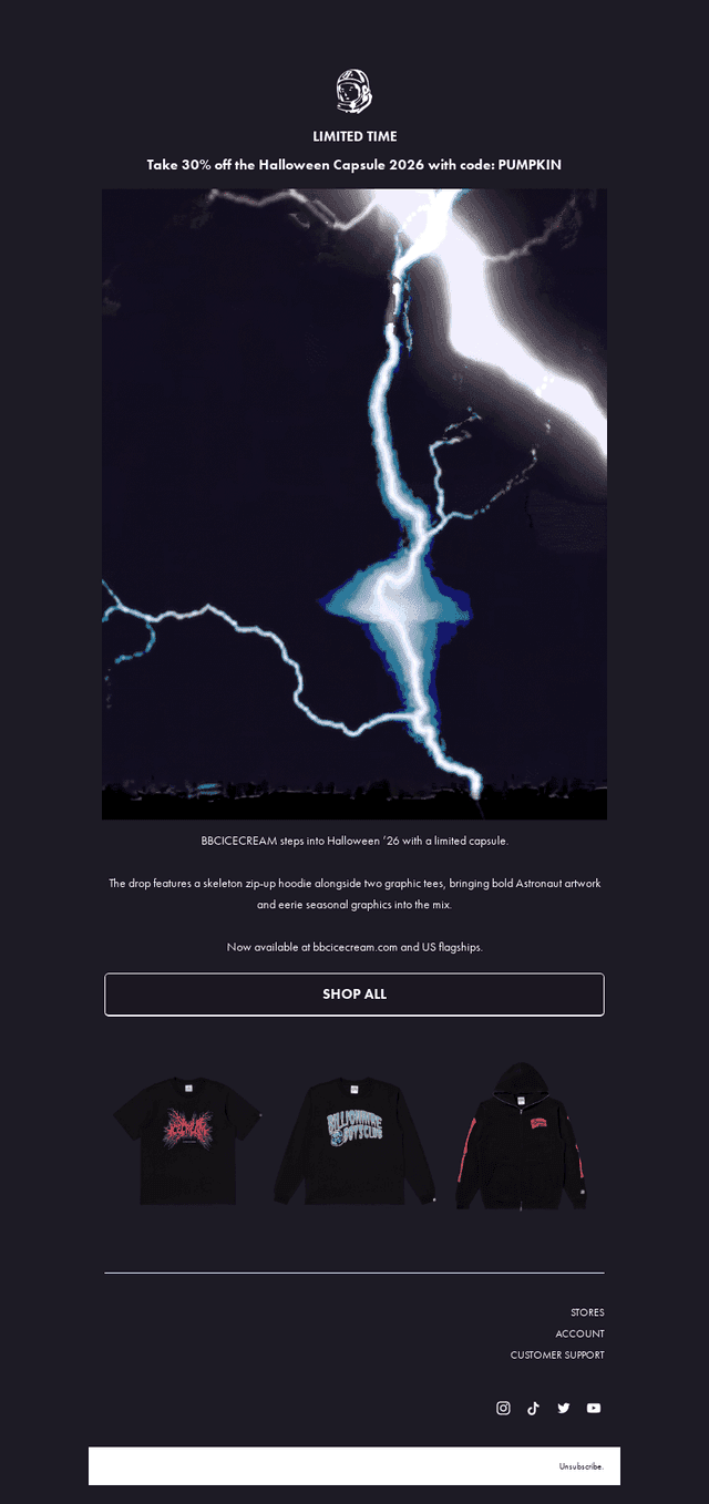 Billionaire Boys Club email from Sat, Oct 24, 2026