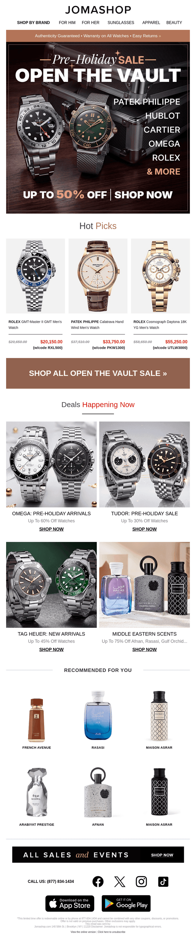 Jomashop email from Sat, Oct 24, 2026