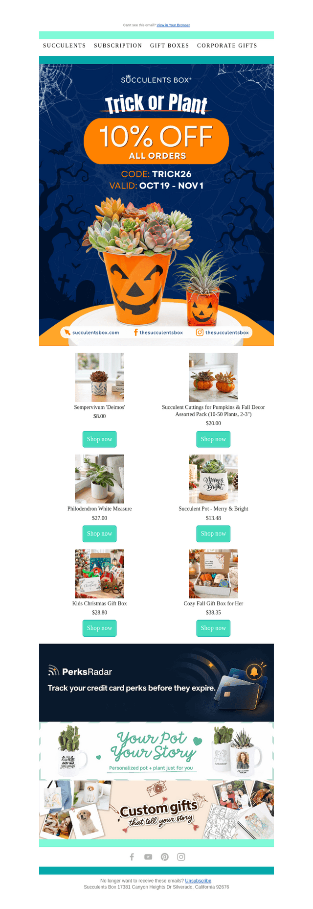 Succulents Box email from Sat, Oct 24, 2026