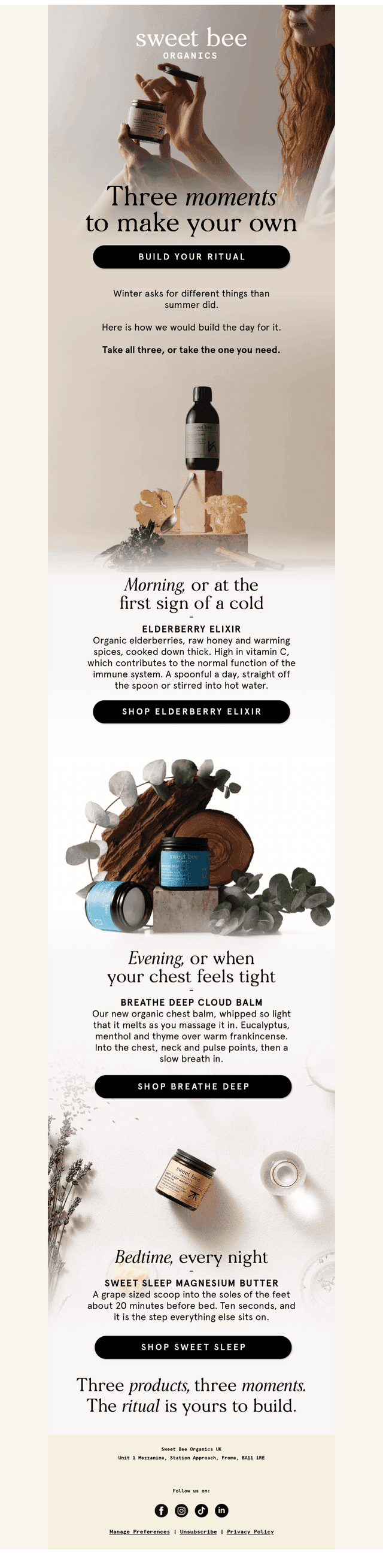 Sweet Bee Organics email from Sat, Oct 24, 2026