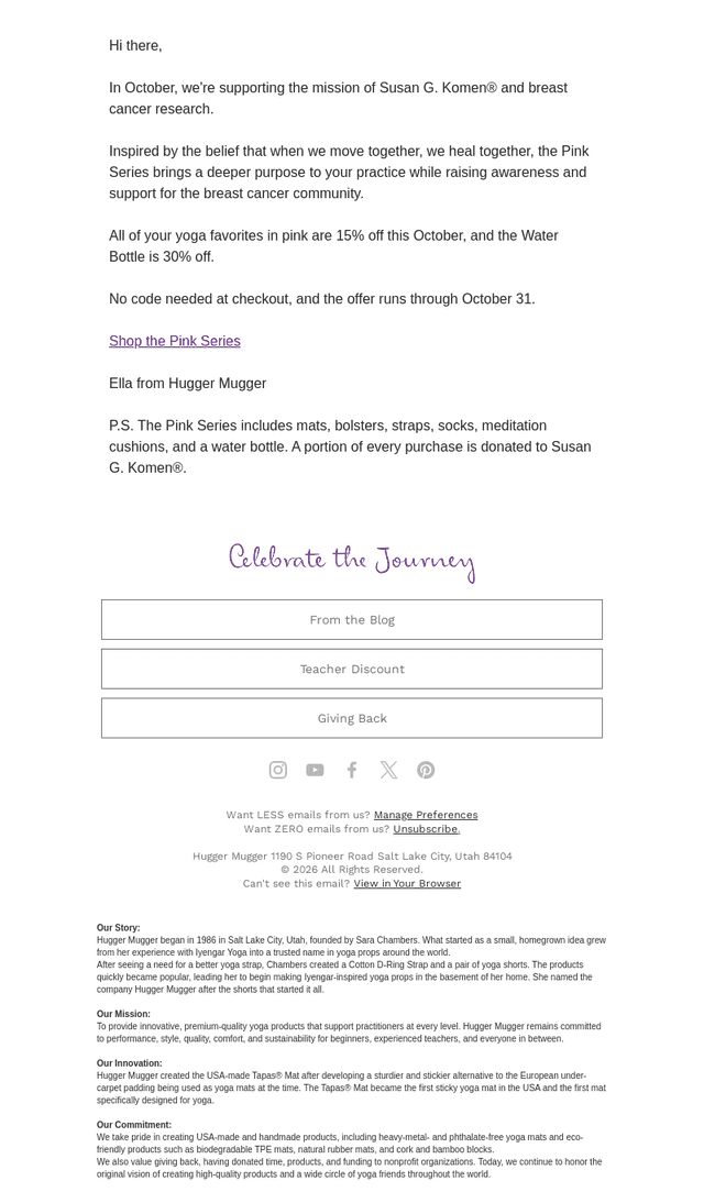 Hugger Mugger email from Sat, Oct 24, 2026
