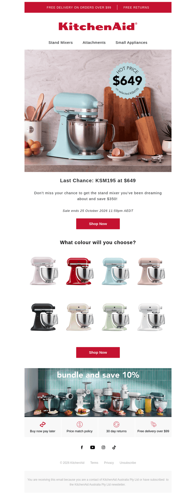 KitchenAid Australia & New Zealand email from Sat, Oct 24, 2026