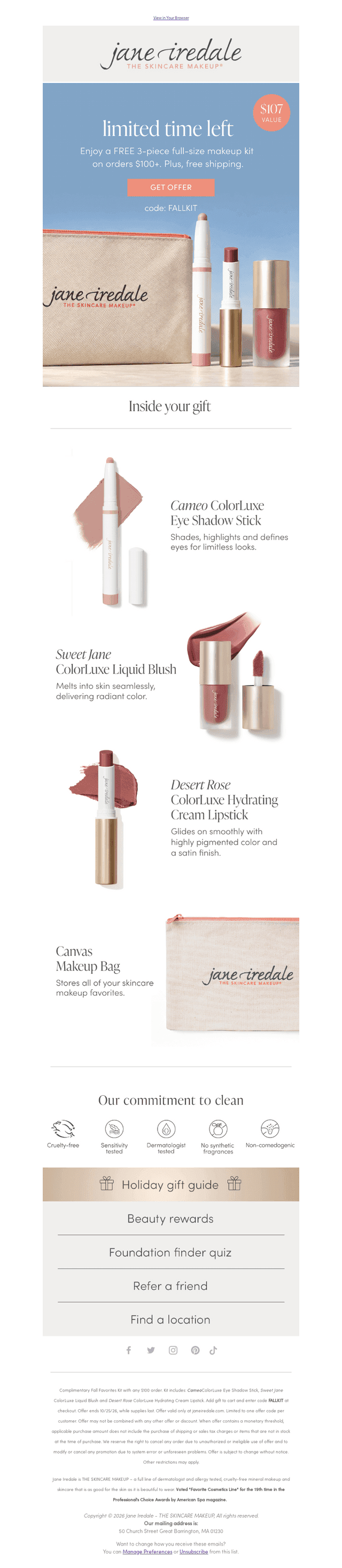 jane iredale email from Sat, Oct 24, 2026