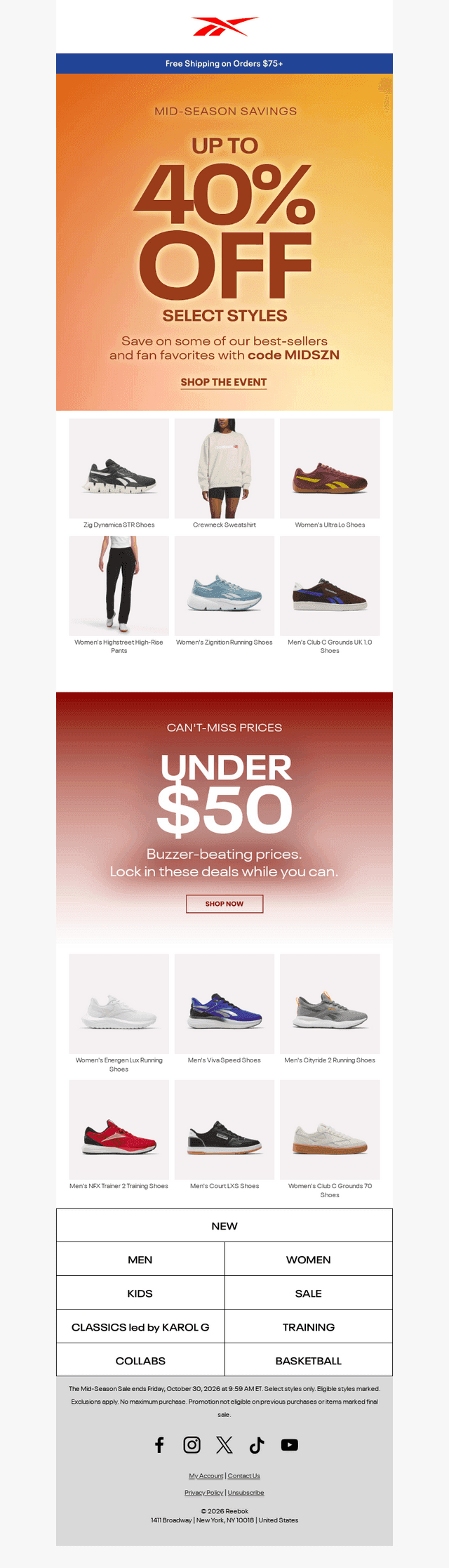 Reebok email from Sat, Oct 24, 2026
