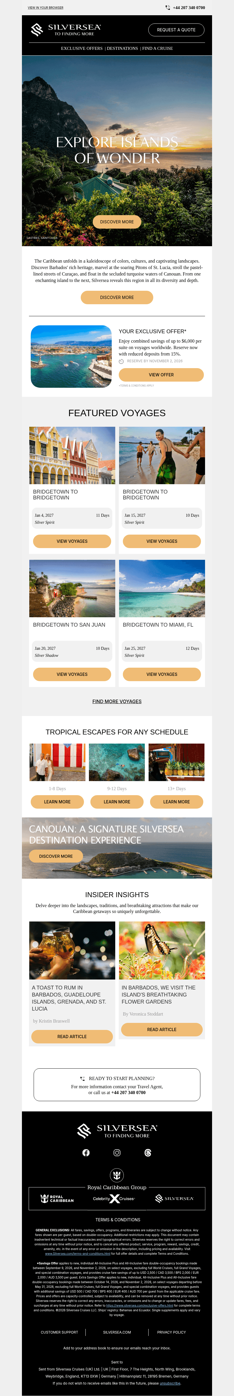 Silversea Cruises email from Sun, Oct 25, 2026