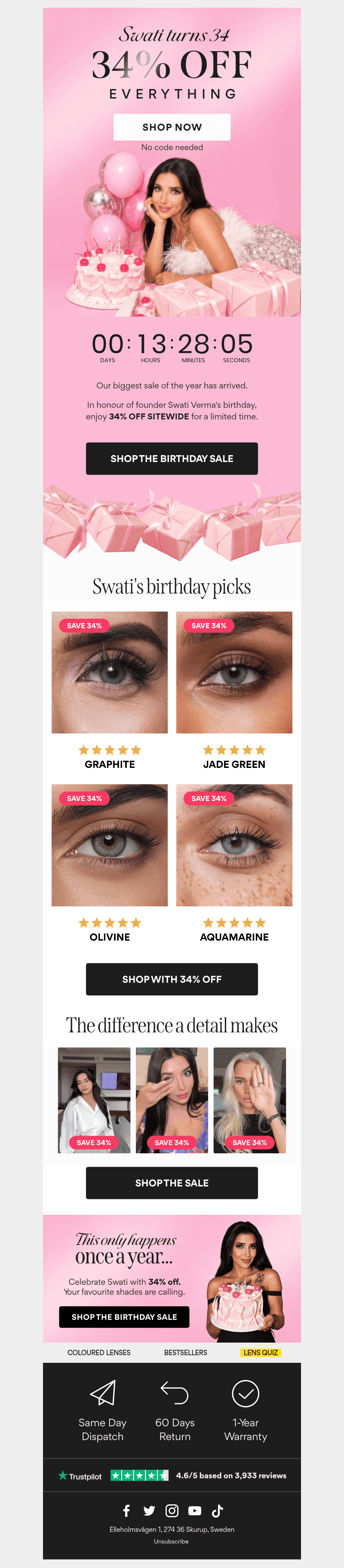SWATI Cosmetics email from Sun, Oct 25, 2026