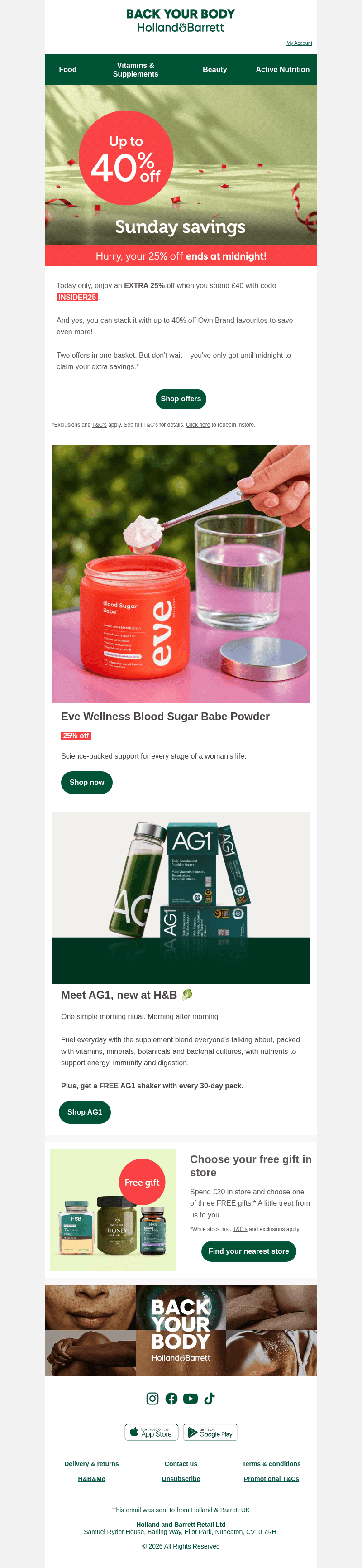 Holland & Barrett email from Sun, Oct 25, 2026