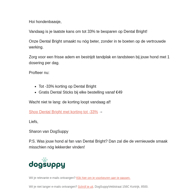 DogSuppy email from Sun, Oct 25, 2026