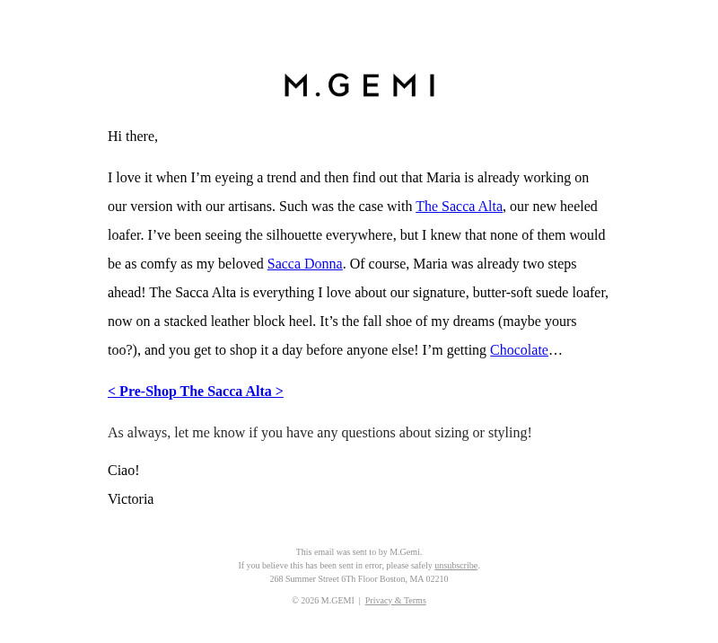 M Gemi email from Sun, Oct 25, 2026