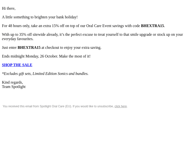Spotlight Oral Care email from Sun, Oct 25, 2026