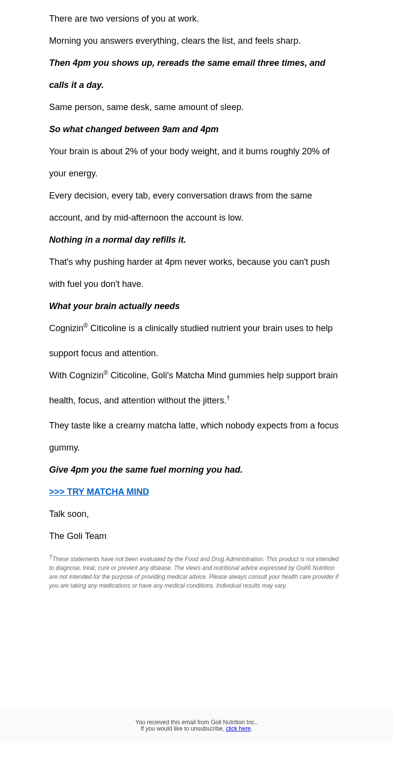 Goli Nutrition email from Sun, Oct 25, 2026