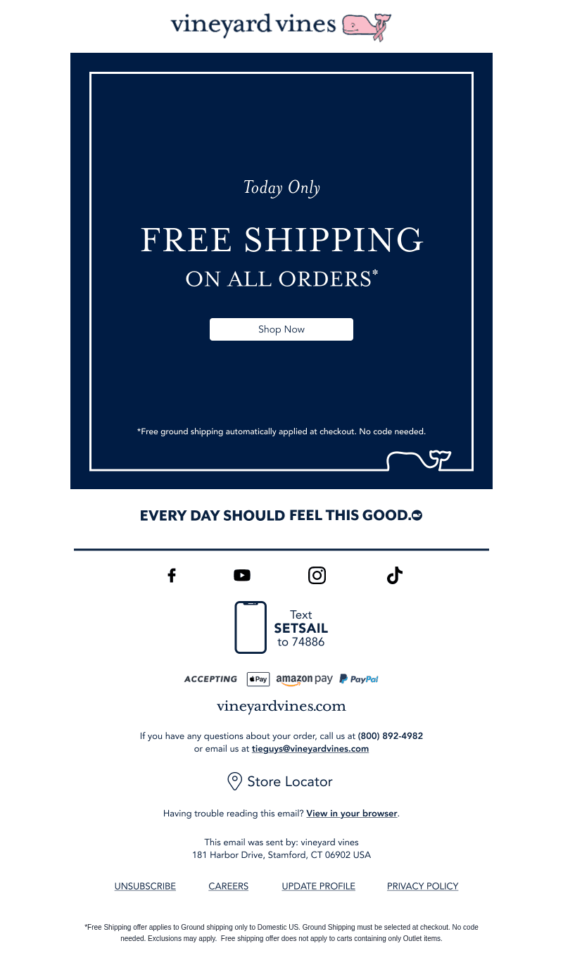 Vineyard Vines email from Sun, Oct 25, 2026
