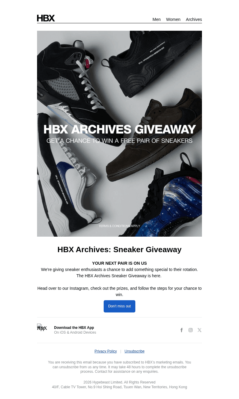 HBX email from Sun, Oct 25, 2026