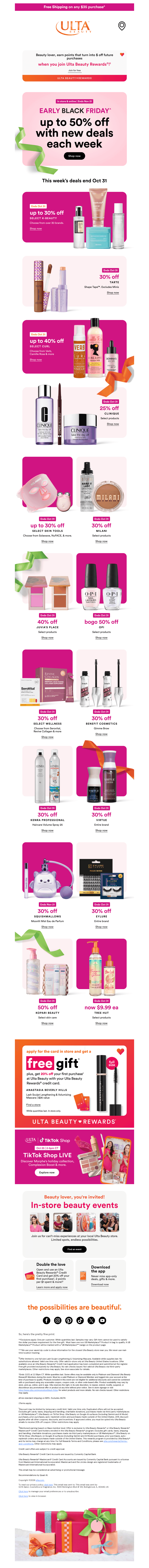 ULTA Beauty email from Sun, Oct 25, 2026