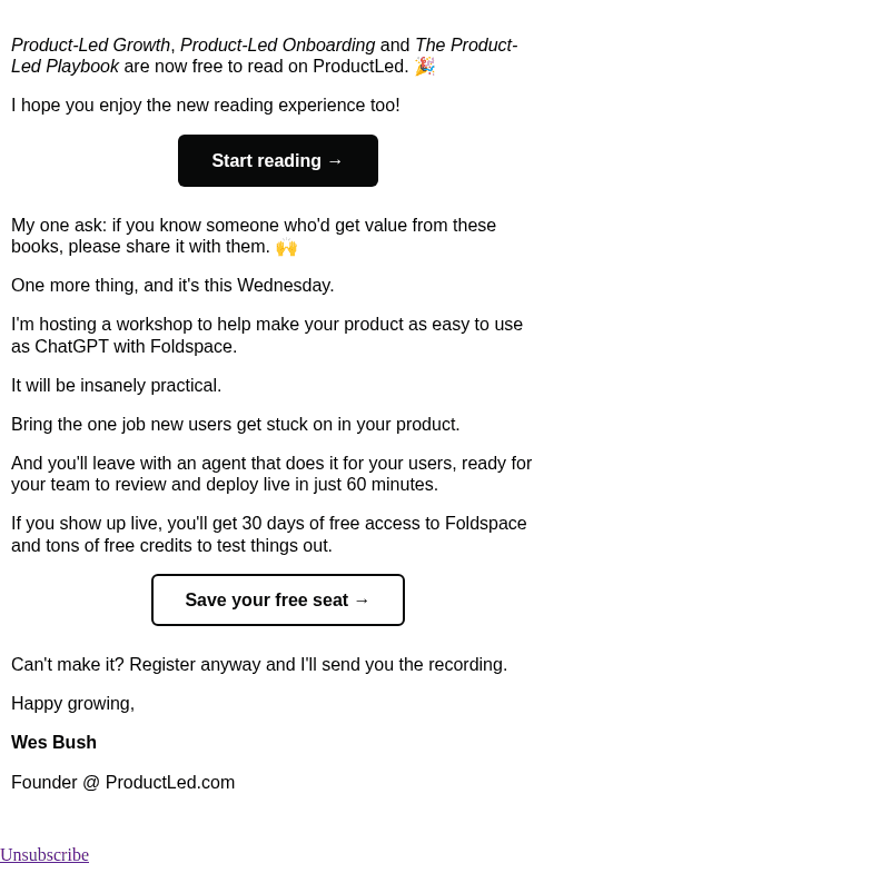 ProductLed email from Sun, Oct 25, 2026