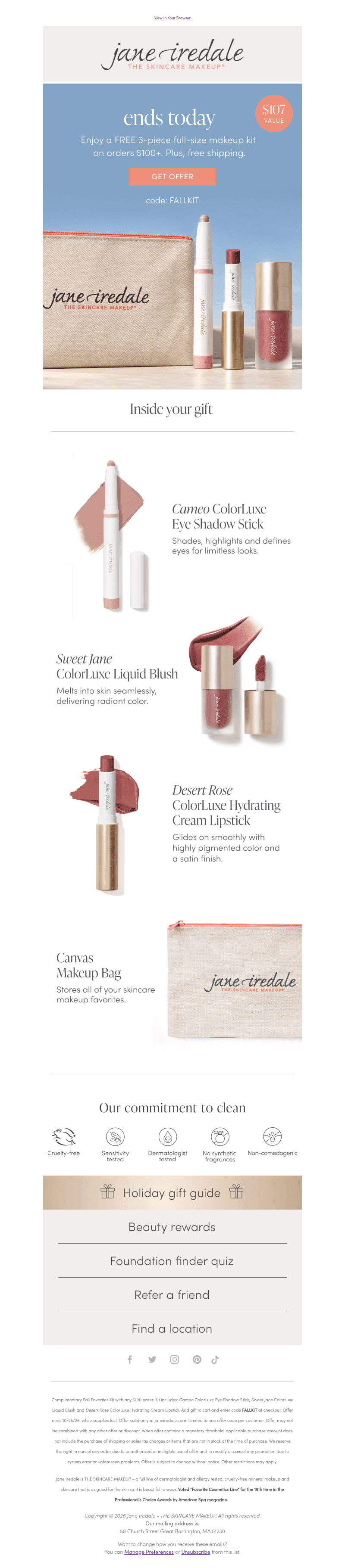 Ends today! FREE 3-piece full-size makeup kit