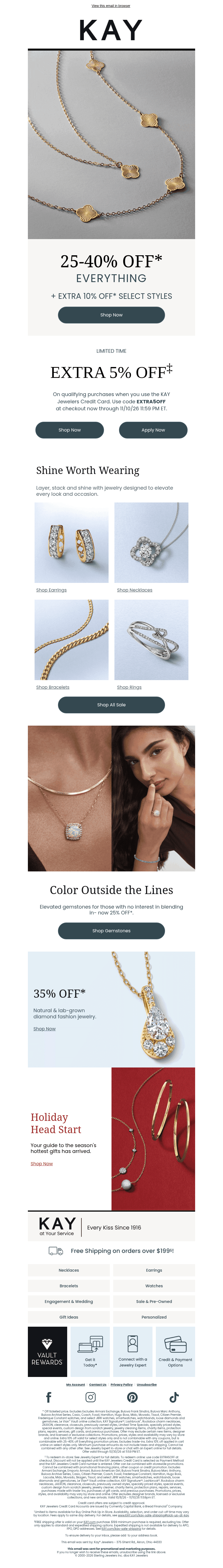Kay Jewelers email from Sun, Oct 25, 2026