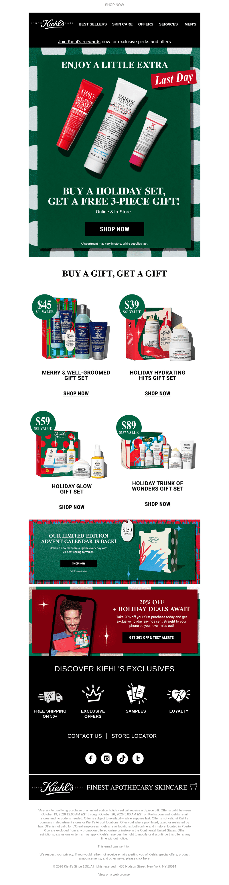 Kiehl's email from Sun, Oct 25, 2026