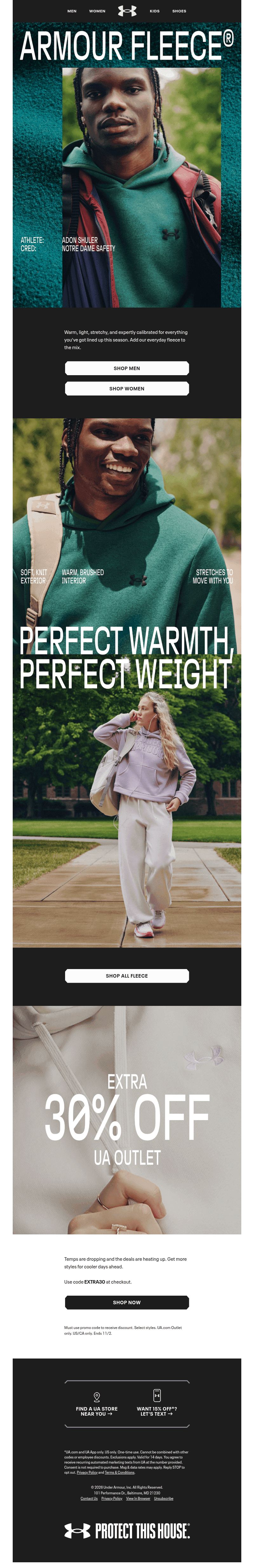 Under Armour email from Sun, Oct 25, 2026