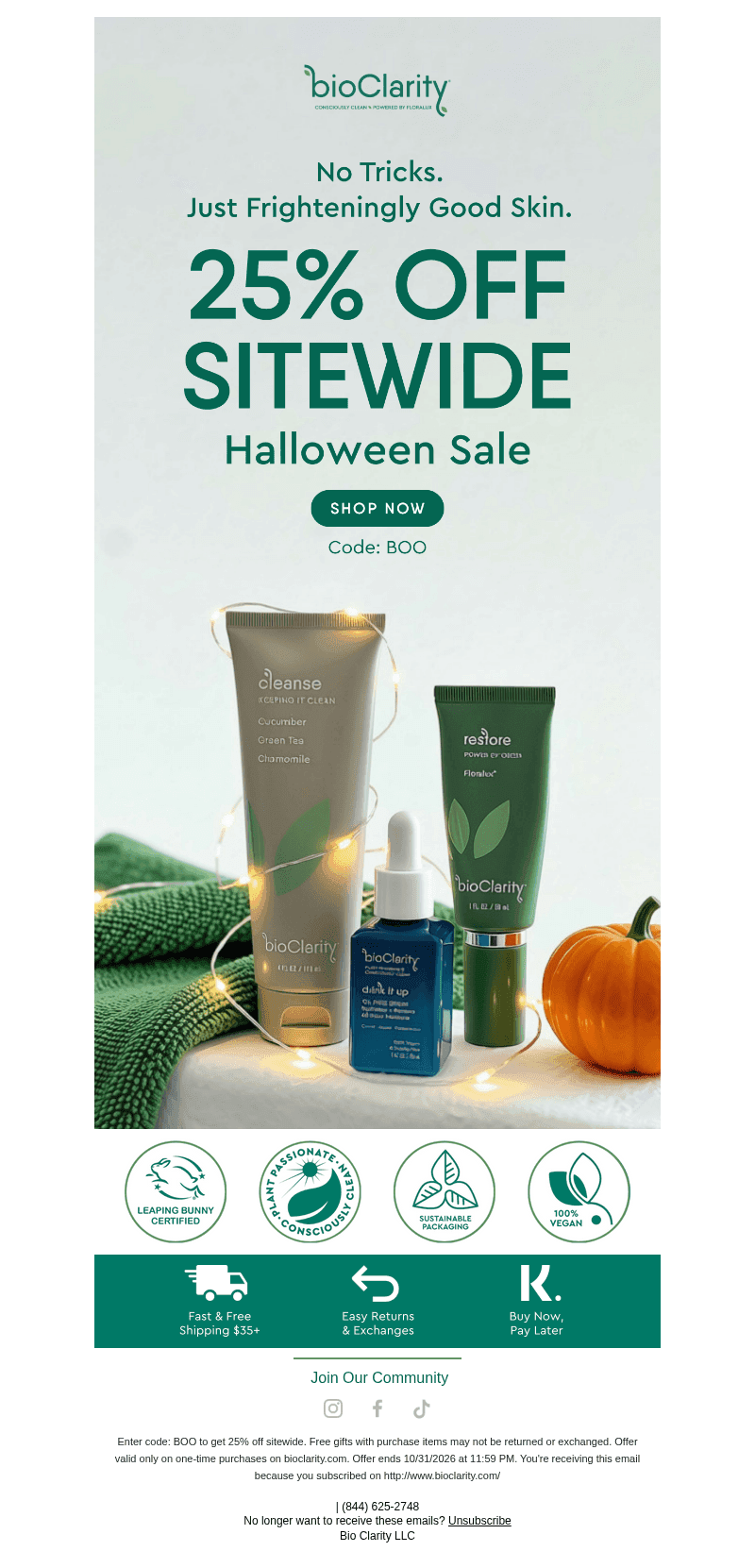 bioClarity email from Sun, Oct 25, 2026