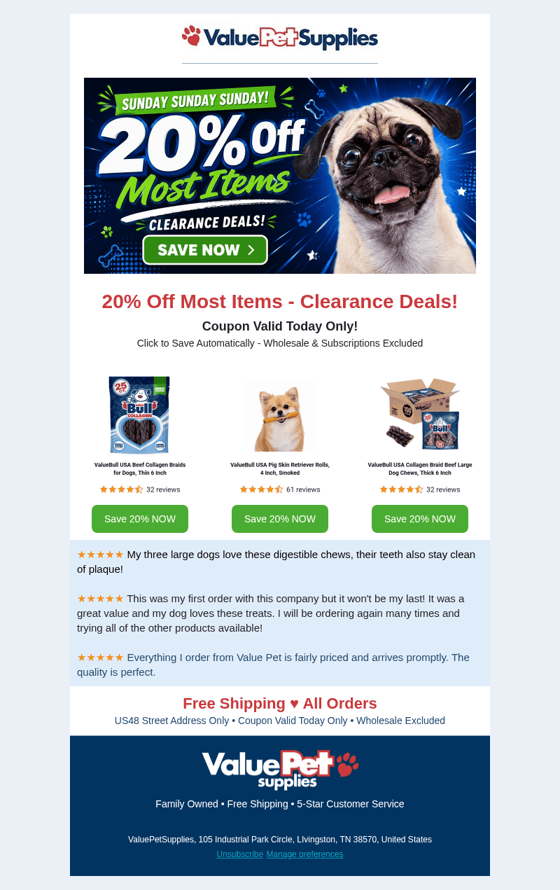 ValuePetSupplies email from Sun, Oct 25, 2026